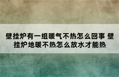 壁挂炉有一组暖气不热怎么回事 壁挂炉地暖不热怎么放水才能热